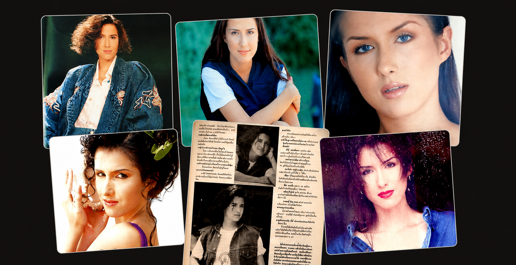 A face-forward collage of Front Montgomery's archived modeling, television and editorial portraits